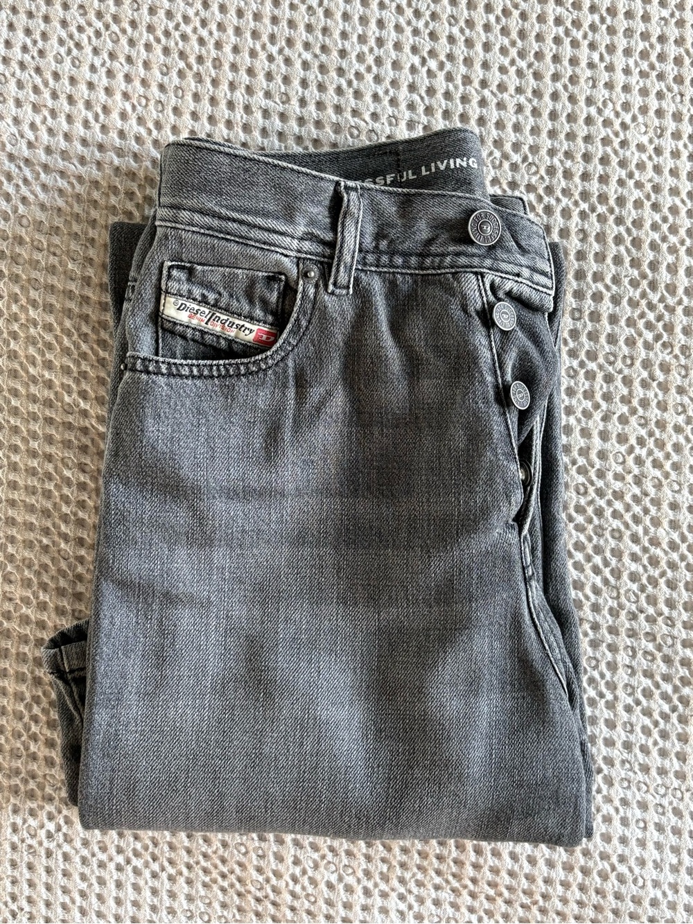 Diesel Gray High-Rise Button-Fly Jeans